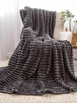 Плед покрывало шарпей королевский Anthracite 200*230 пледы покрывала на кровать диван темно-серый