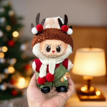 Одяг лабубу, новорічний костюм лабубу, Labubu Santa костюм, Labubu одяг 17 см, K02