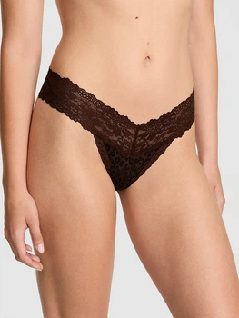 Женские трусики тонг Victoria's Secret Pink с принтом 1159864625 (Коричневый S)