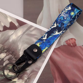 Брелок JDM для ключей с карабином, 19.5×3 см, двусторонний принт, blue