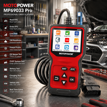 Автосканер MOTOPOWER MP69033 Pro OBD2 с тестером аккумулятора 12 В, TFT 2,8″, Live Data, проверка генератора, красный