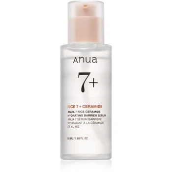 Сироватка для обличчя ANUA Rice 7+ Ceramide Hydrating Barrier Serum 50 мл — з рисовим комплексом і церамідами для зволоження, зміц