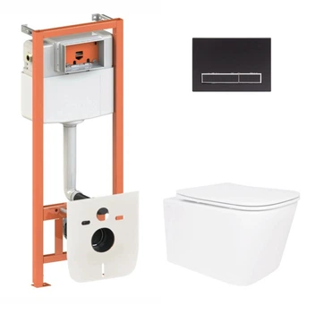 Набор Qtap Nest 4 в 1 подвесной унитаз Crow Ultra Quiet 520x360x290 + комплект установки QT05335172W48196