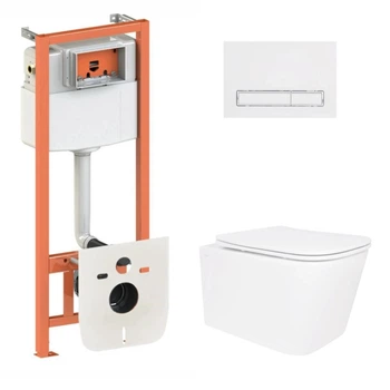Набор Qtap Nest 4 в 1 подвесной унитаз Crow Ultra Quiet 520x360x290 + комплект установки QT05335172W48181