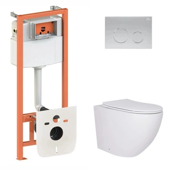 Набор Qtap Nest 4 в 1 подвесной унитаз Robin Ultra Quiet 520x365x365 + комплект инсталляции QT13332381AW47502