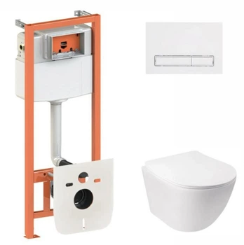 Набор Qtap Nest 4 в 1 подвесной унитаз Jay Ultra Quiet 485x360x320 + комплект установки QT07335177W45141