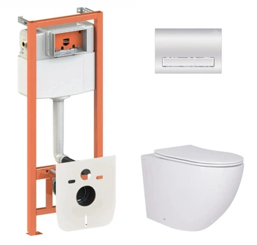 Набор Qtap Nest 4 в 1 подвесной унитаз Robin Ultra Quiet 520x365x365 + комплект инсталляции QT13332381AW47504