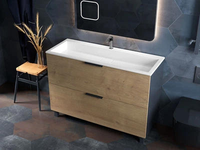 Тумба лакированная, Luxor Sena 120 Дуб, с умывальником Imperio Low 120