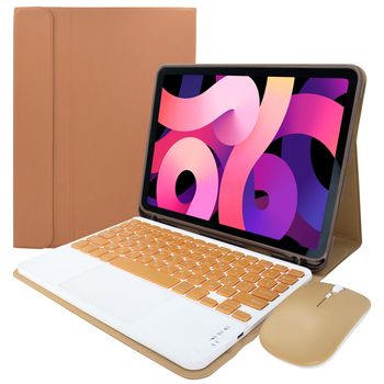 Чехол противоударный для Apple iPad Pro 129 2018 2022 с клавиатурой и мышью силиконовый коричневый SR-547