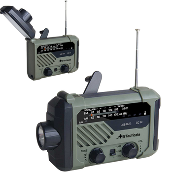 Аварійне Портативне Радіо JB Tacticals зі Світлодіодним Ліхтариком AM/FM/WB Радіоприймач з Функцією Power Bank на 2000 мАг Зарядкою від USB Динамо-Машина та Сонячною Панеллю JB-02