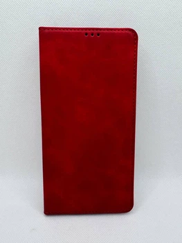 Чехол книжка Leather Premium для Xiaomi Poco F3 с защитой камеры Красный