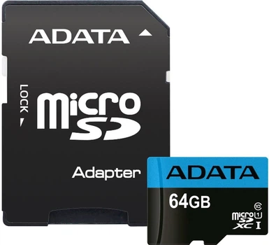 Карта памяти ADATA 64GB microSD 10 UHS-I A1 Premier (AUSDX64GUICL10A1-RA1)