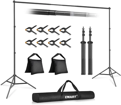 Стойка для фона 3×2 м (10×7 ft) EMART EM-BS2030, комплект для фотозоны с держателем, зажимами и сумкой