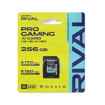 Карта памяти microSD Goodram RIVAL 256GB 100MB/s UHS-I U3 V30 A2 с адаптером SD (5908267914755)