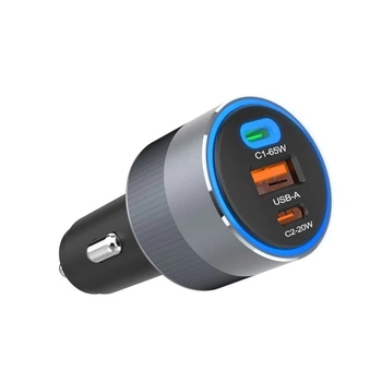 Автомобільний зарядний пристрій Forcell F-Energy Alu 2 x USB C + USB A QC4.0 PD SFC2.0 3A 85W Grey (5903396275746)