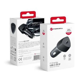 Автомобильное зарядное устройство Forcell F-Energy Carbon USB C QC3.0 PD 3A 20W Black (5903396133817)