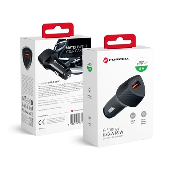 Автомобильное зарядное устройство Forcell F-Energy Carbon USB A QC3.0 3A 18W Black (5903396133800)