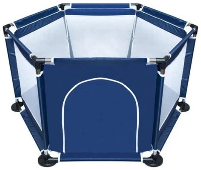 Дитячий манеж Malatec 126×109×65.5 см зі сталевим каркасом, тканиною Oxford 210D, сітчастими стінками, навантаженням до 50 кг, складаною конструкцією синій