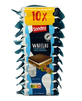 Вафлі Sondey Wafelki молочні горіхові з фундуком 10 х 25 г (WCH0825)