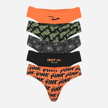 Набор трусиков танга женских Victoria's Secret 123142270 XS 5 шт Черный/Оранжевый (1161059307)