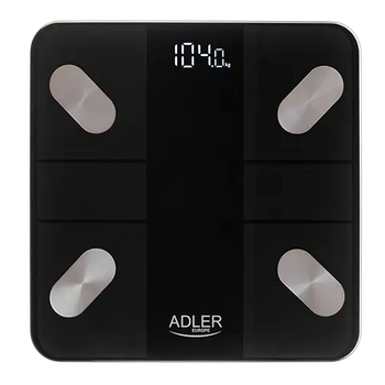 Весы напольные 180 кг 18 параметров для здоровья стекло черный Adler MC-0508