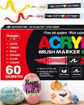 Набір акрилових маркерів із пензлевим наконечником ACRYLIC BRUSH MARKER, 60 кольорів, DMX-2025A-60