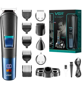 Набор для стрижки VGR V-108 Black триммер для бороды и усов с аккумулятором и насадками для длины 0 5 12 мм