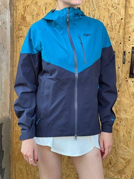 Жіноча куртка Outdoor Research Aspire з мембраною Gore-Tex трекінгова з капішоном в похід вітрозахисна вітровка водовідштовхуюча синя Розмір S
