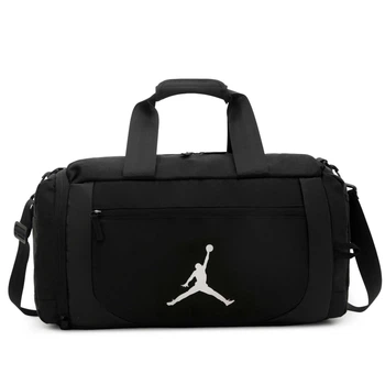 Сумка для спорта, поездок Найк Джордан Duffel, черная с белым логотипом