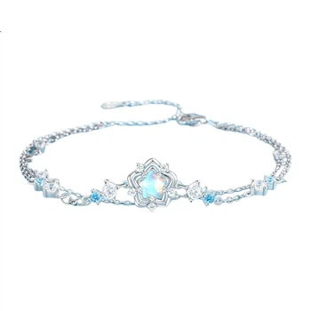 Серебряный браслет Sino Gem Ocean Heart с двойным слоем камня, роскошный подарок для женщин на годовщину свадьбы (2026), новый подарок на день рождения для девушки.