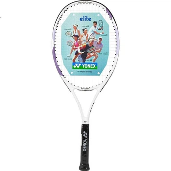 Теннисная ракетка YONEX, тренировочная модель для начинающих ELITE, бело-фиолетовая, с предварительно натянутыми струнами и обмоткой для рукоятки, тренировочное пособие для тенниса.