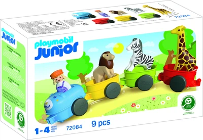 Zestaw do zabawy Playmobil Junior: Pociąg ze zwierzętami 9 elementów 72084 (4008789720849)