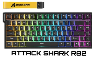 Игровая клавиатура ATTACK SHARK R82 HE Black Магнитные переключатели. Проводная 8000Hz/s. RGB подсветка, 84 клавиши, Switch 0.01mm. Rapid Trigger