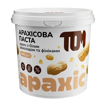 Арахісова паста TOM хрустка з фініками та білим шоколадом 1 кг