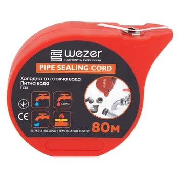 Уплотнительная нейлоновая нить WEZER PRO для герметизации резьбовых соединений, 80 м