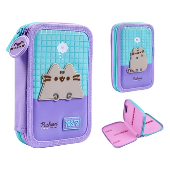 Пенал школьный YES, 2 отделения, Pusheen Summer, твердый, Голубой, (533712)