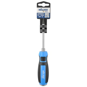 Викрутка хрестова, ударна з шестигранною опорою Molder, PH2x100mm (12шт/уп)