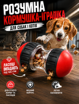 Интерактивная игрушка-кормушка в форме неваляшки для собак и котов для медленного кормления с регулируемым отверстием из ABS-пластика 15,5×8,7×8,7 см