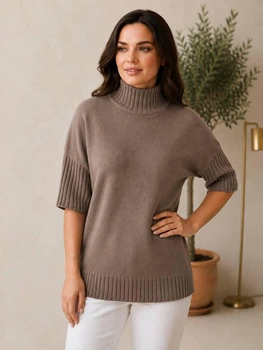 Гольф кашемірової якості з вкороченим рукавом, р.L-XL , мокко