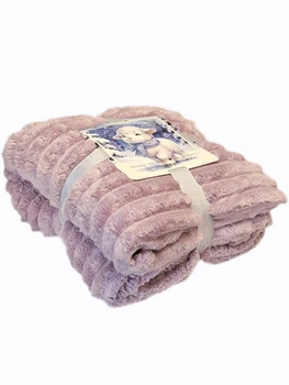 Плед-покрывало на овчине "Шарпей" Королевская полоска Malloory Home 150*200 см Сирень