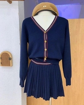 Жіночий комплект костюм спідниця кардиган Синій One size