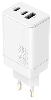 Ładowarka sieciowa Maxlife PD QC MXTC-08-65ACC 2x USB-C 1x USB 65W White (6975837583641)