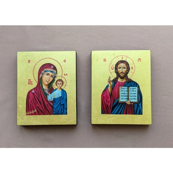 Маленькая писаная икона Венчальной Пары 10×12,5 см
