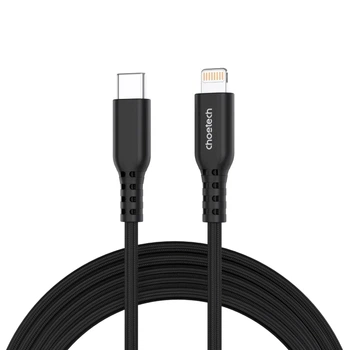 Кабель USB 3.1 Type-C M-Lightning M, 1.8м, чорний, 20W, MFi PD, обплетення, чорний Choetech