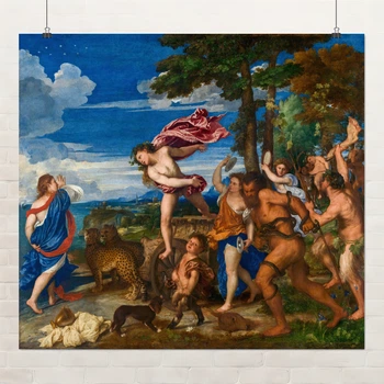 Постер Вакх і Аріадна, Тіціан, Titian, Bacchus and Ariadne, інтер'єрний декор, A3 30×33 см (id6981)