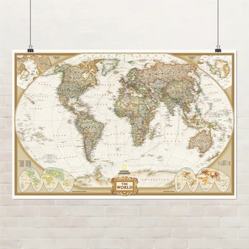 Постер Географическая карта мира (англ), World Map, A0+ 106×159 см (id1208)