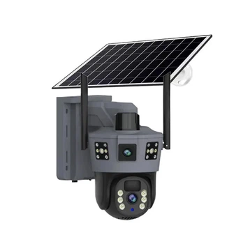 Уличная IP камера TP18 4G Solar PTZ с солнечной панелью 6 Мп поворотная с SIM картой для удаленного видеонаблюдения 320 градусов обзора 128 ГБ памяти автономное питание двусторонняя связь IP66 защита для частного дома Черная