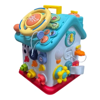 Будинок бізіборд "WToys", українська мова, 15 казок, 15 пісень, 10 скоромовок, кермо, застібки, замки, “Нагодуй пташку”, в коробці "W Toys" 62638