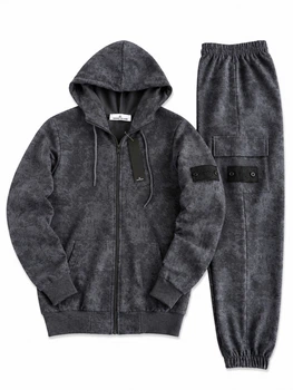 Весняно-осінньо-літній Костюм (бавовна) Stone Island, чоловічий, зіп худі-штани, графіт, розмір S