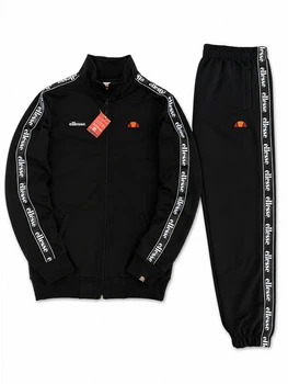 Весняно-осінньо-літній Костюм Ellesse, чоловічий, кофта-штани лампас, чорний, розмір XXL
